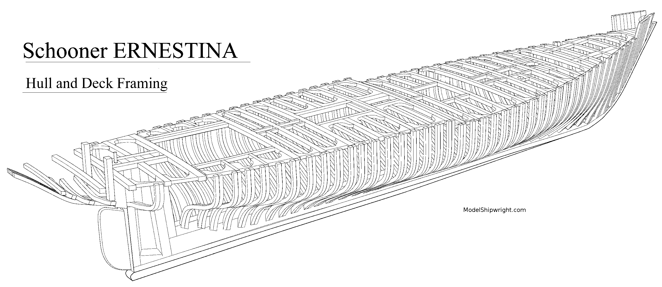 Figure 1. Perspective view of Grand Banks fishing schooner Ernestina 