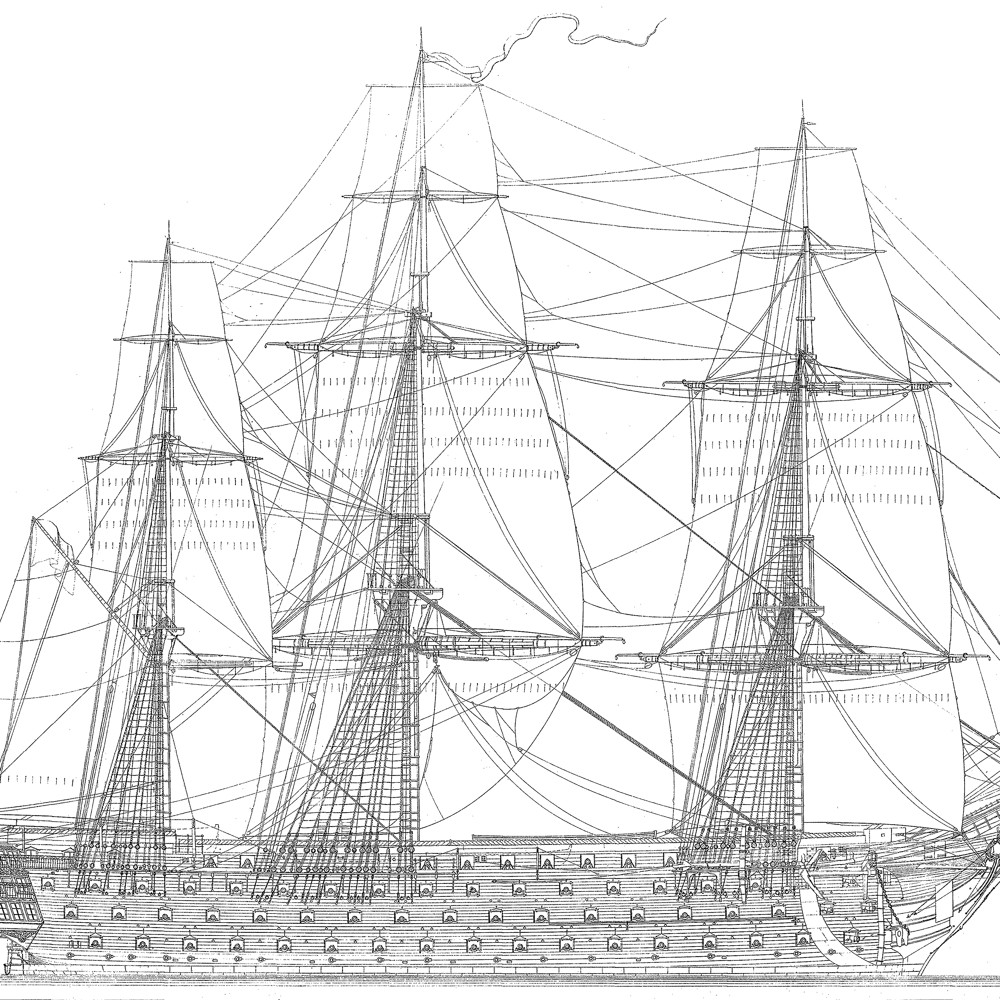 Линейный корабль парусный схема
