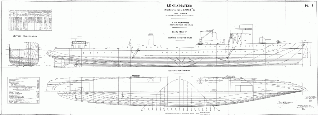 1933 French Net-laying Ship Le Gladiateur – The Model Shipwright